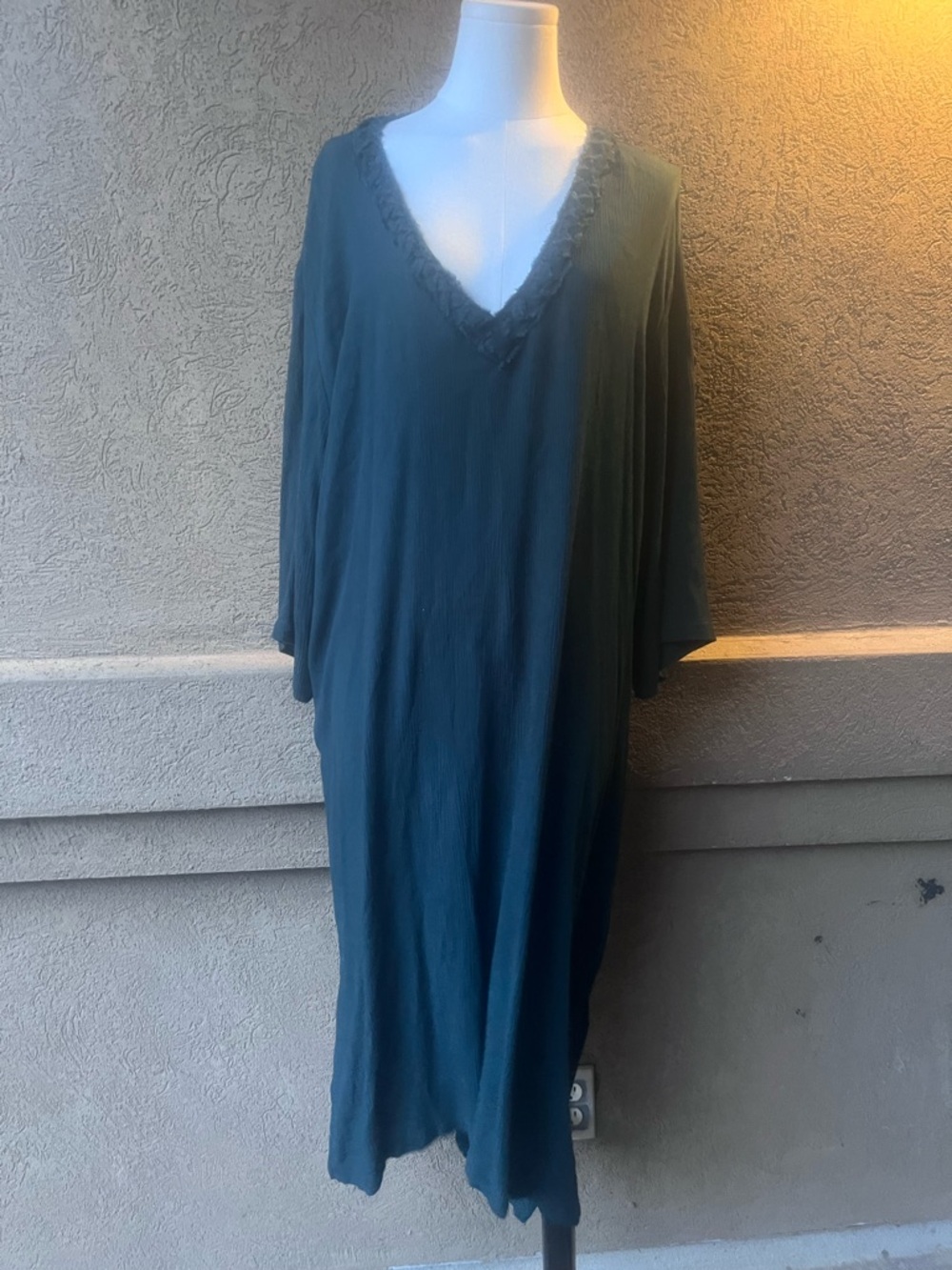 Marrakech V-Neck Textured Midi Dress in Teal - Picture 2 of 7